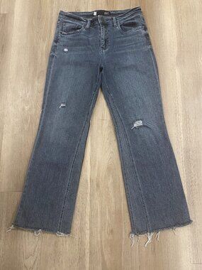 KUT from the Kloth Kelsey High Rise Ankle Flare Jeans Gray Distressed Raw Hem